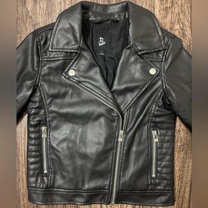 Art Class Girl's Black Quilted Faux Leather Full Zip Moto Jacket Size Small